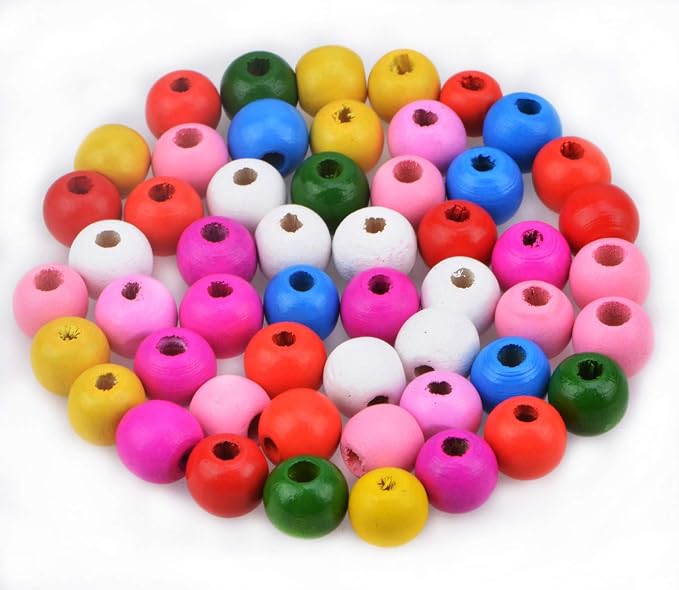 AD Beads Wood Spacer Loose Wooden Craft Beads Big Hole Beads Assorted by ADBeads