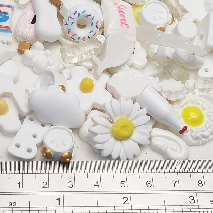 Chenkou Craft 50pcs Lots Mix Assorted White Craft DIY Flatbacks Resin Flat Back - Image 2