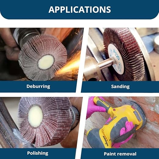 Benchmark Abrasives 2" x 1" Aluminum Oxide Flap Wheel with 1/4" Shank Mounted, Perfect for Woodworking Grinding Polishing Rust Paint Removal (10 Pack) - 80 Grit
