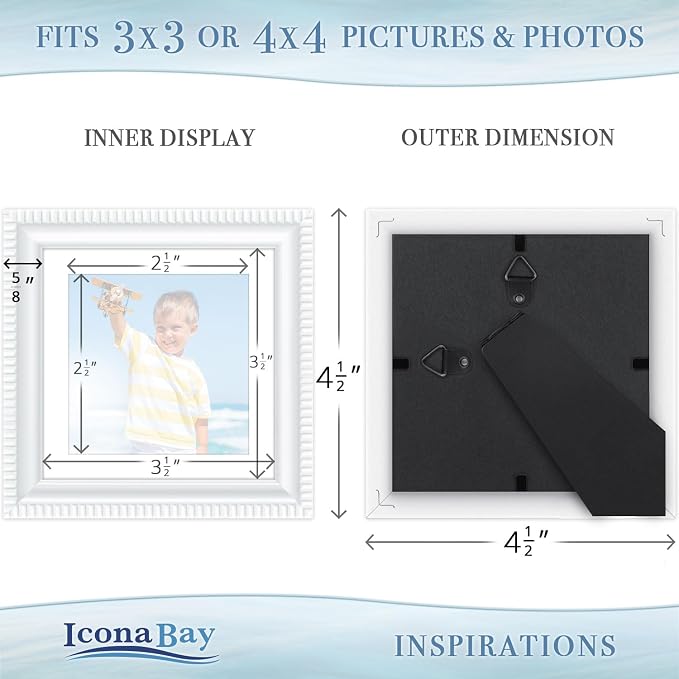 4x4 Picture Frames with 3x3 Mat, 6 Pack, Contemporary, Inspirations | These - Image 3
