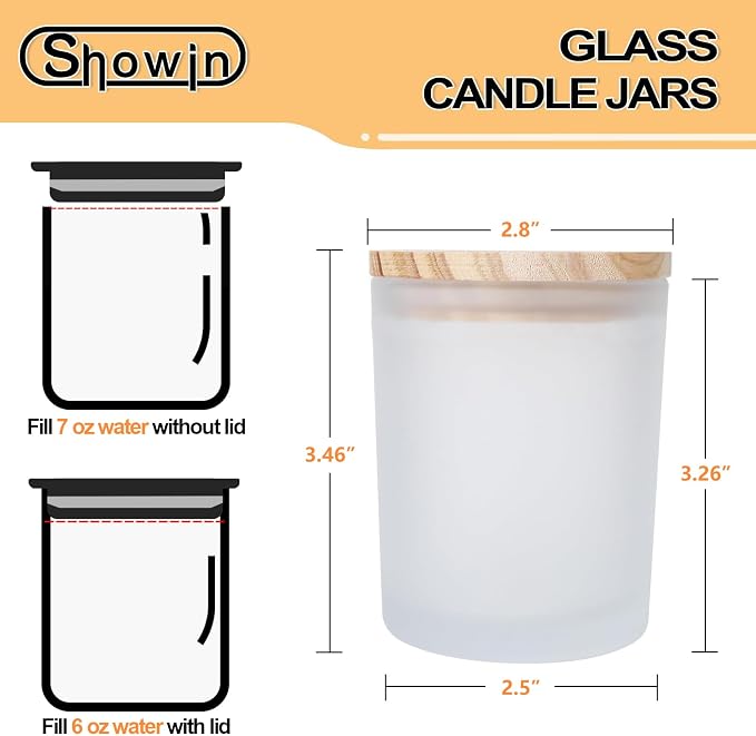 SHOWIN Thick Candle Jars for Making Candles 16 Pcs, 7 OZ Empty Jars - Image 2