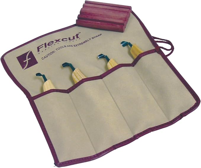 Flexcut Wood Carving Tools | Right-Handed Scorp Set of 4 | Razor-Sharp 1095 by Flexcut