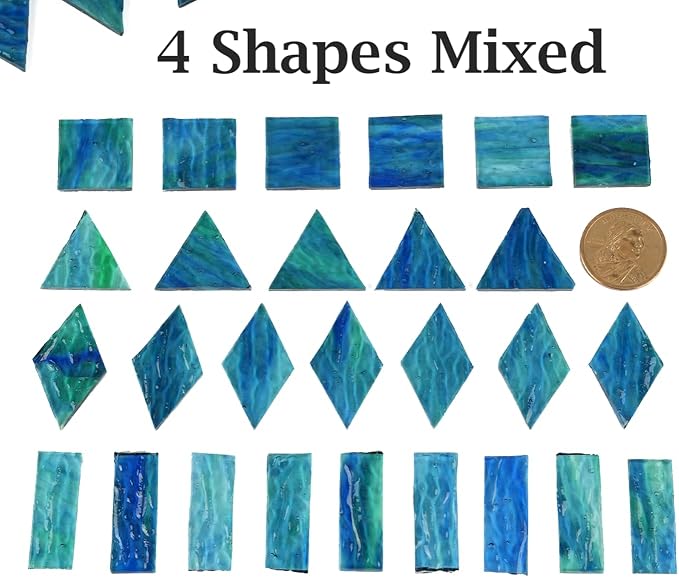 200g Transparent Mosaic Glass Tiles, Large Stained Glass Pieces - Image 3
