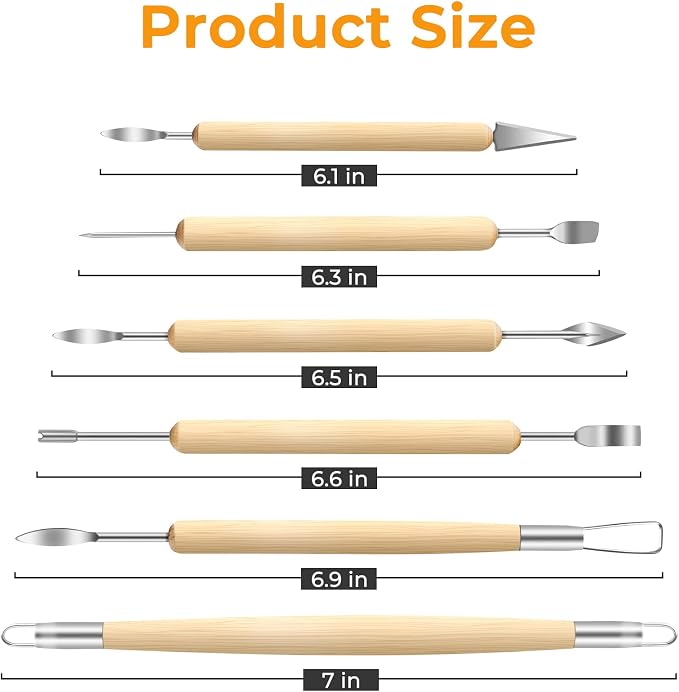 Jetmore 6 Pack Clay Tools Kit, Pottery Tools & Sculpting Tools, Polymer - Image 2