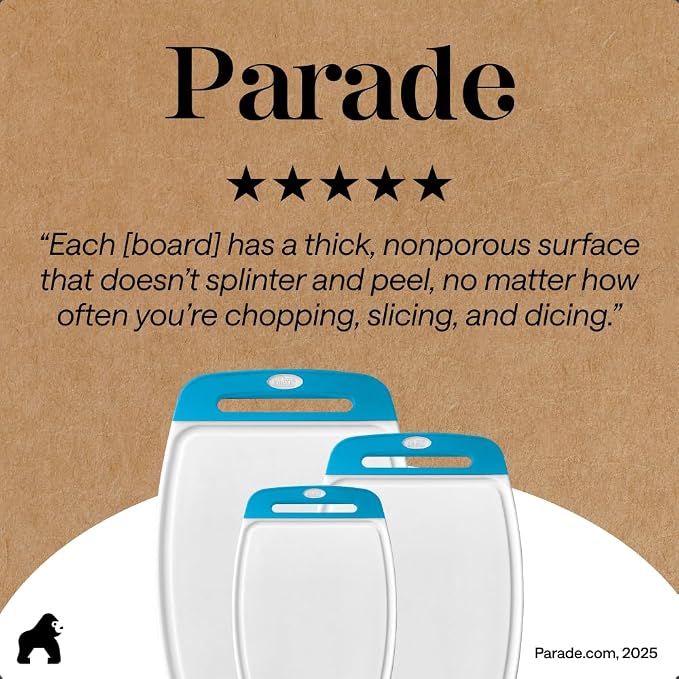 GORILLA GRIP BPA-Free Reversible Kitchen Cutting Board Set of 3, US Designed - Image 9