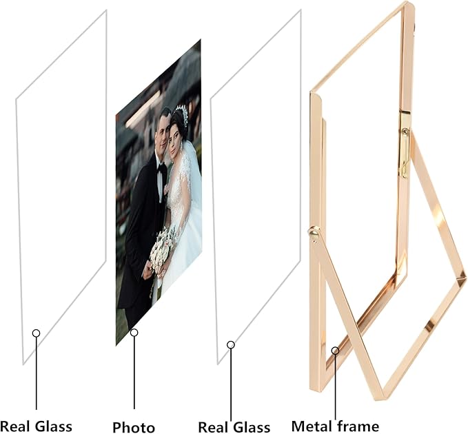 Gold 5x7" Floating Frame 2pack for Photo Sizesfor Adjustable Tabletop/Shelf - Image 5