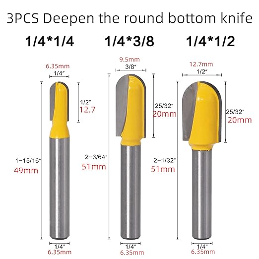 6PCS 1/4 Shank Carbide Rounf Nose Bit 90 Degree V-Groove Bit Suit 3D CNC Signmaking Lettering Engraving Router planing Head Wood Cutter Woodworking Tools Carving Cutting Tool