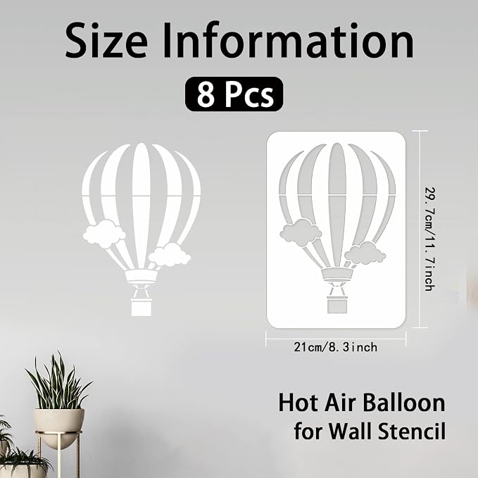 INFUNLY 8pcs Hot Air Balloon Wall Stencils - Image 3