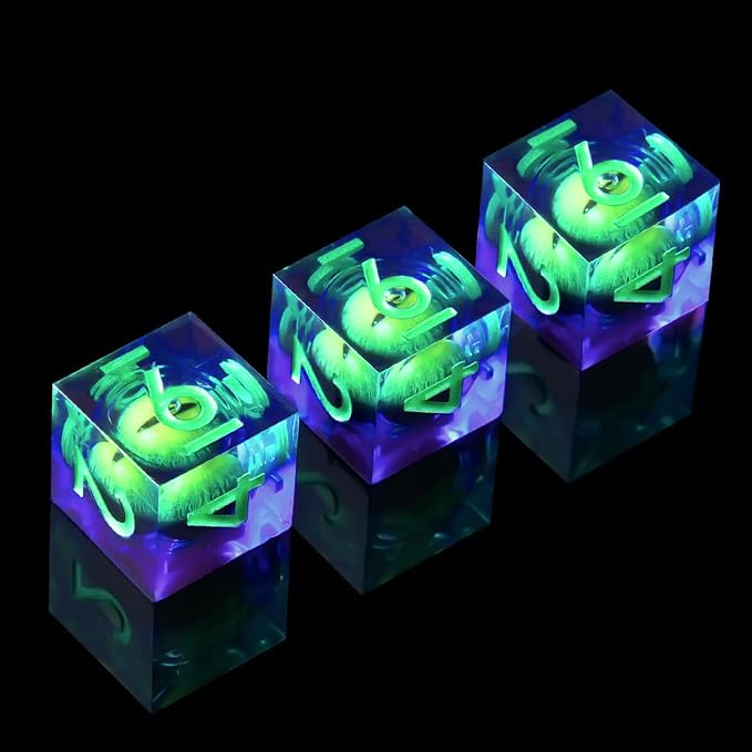 3Pcs D6 Dargon Eye Liquid Core DND Dice Set by YEMEKO