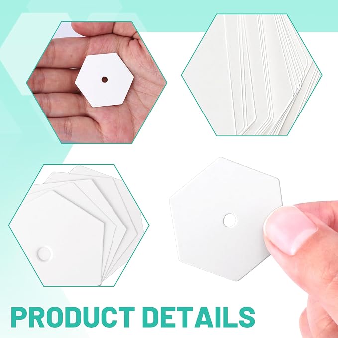 Neworkg 1000 PCS Hexagon Piecing Paper Templates, 0.75" White Paper templates - Image 3