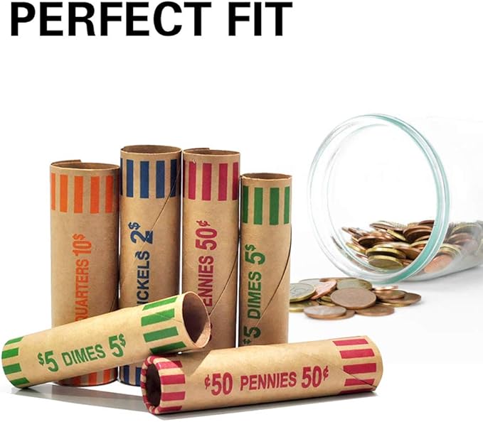 L LIKED 64 Assorted Preformed Coin Wrappers, Nickels and Dimes - Image 6