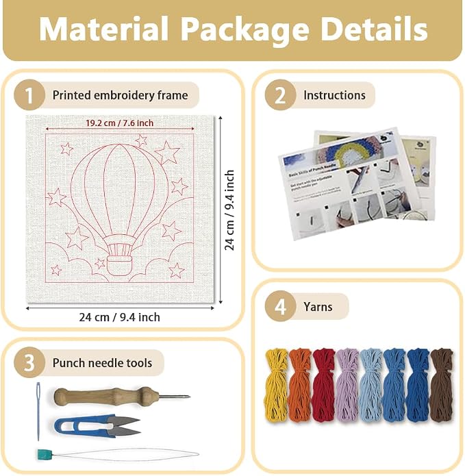 DOODLREAM Hot Air Balloon DIY Punch Needle Embroidery Kit - Image 2