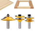 3PCS 1/2" Shank Router Bit Set, Raised Panel Cabinet Door Making Router Bits, Cemented Carbide Router Bits, Woodworking Tools Router Door & Window Bits (Tenon Joint Cutter Diameter: 1-3/4")