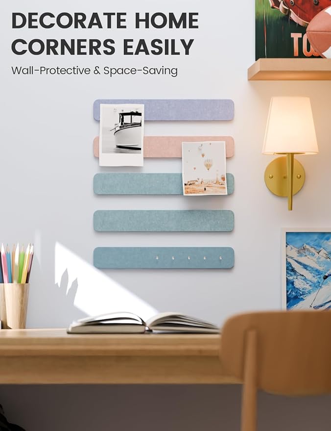 Fluxynara Cork Board Alternative Felt Strip Board 5-Pack 13"x2", Office Pin - Image 4