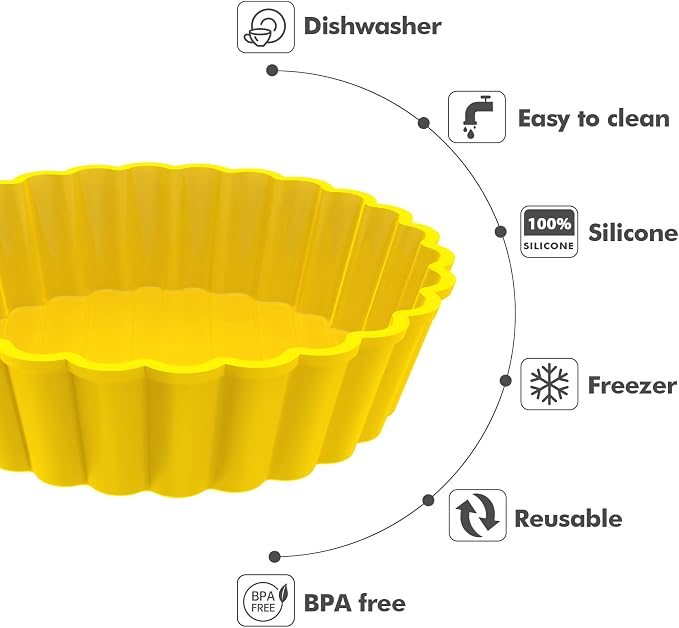 Webake Silicone Mini Tart Pan 4 Inch Non-stick Mini Quiche Molds Small Pie - Image 3