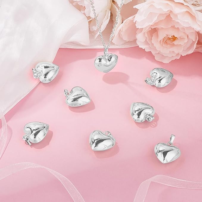 Beebeecraft 10Pcs 925 Sterling Silver Plated Heart Charms Metal Brass Love - Image 4