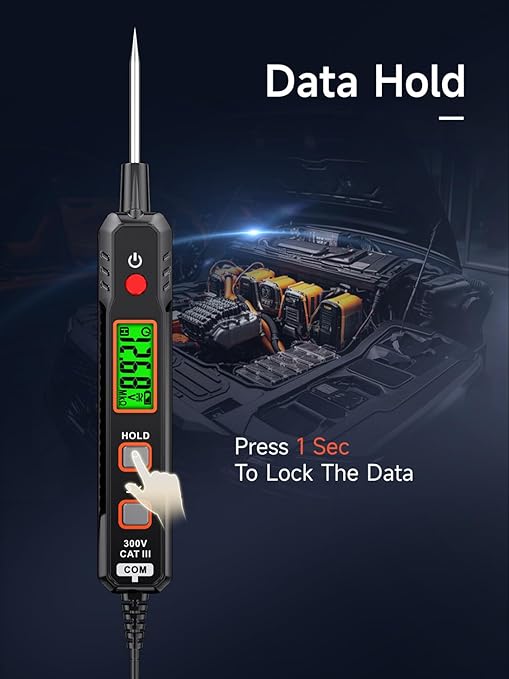 B1 Voltage Tester, Circuit Tester with Range DC 0.8V-100V, Continuity Testing, Electrical Tester with Flashlight, Buzzer Alarm for Car Battery Polarity Continuity Fuses