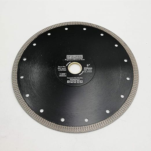 DT-DIATOOL Diamond Tile Blade 9 Inch Diamond Turbo X Mesh Rim Segement Circular Saw Blade for Procelain Ceramic Stoneware Marble Granite Fits 5/8"-7/8" Arbor
