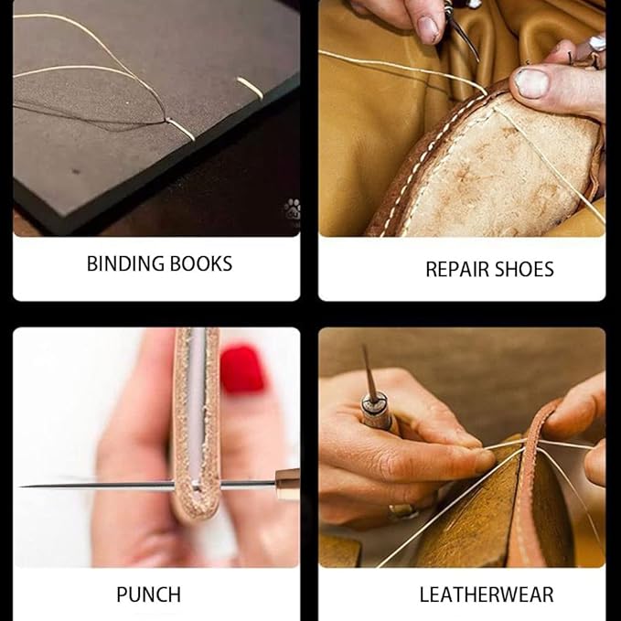 Wooden Handle Scratch Awl Tool, 2 PCS for Leather Hole Punch, Sewing and Leather Craft Repair