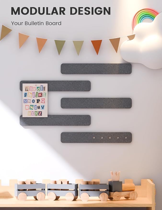 Fluxynara Cork Board Alternative Felt Strip Board 5-Pack 13"x2", Office Pin - Image 5