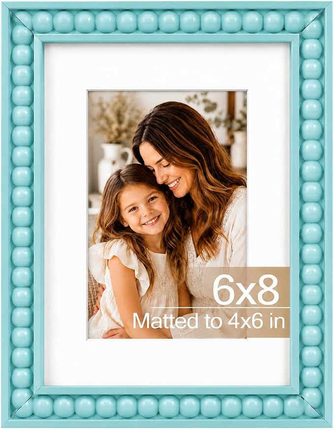 Solid Wood 6x8 Picture Frame Beaded Frame by QOTIB