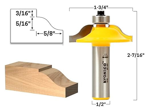 YONICO Raised Panel Cabinet Door Router Bits 1-3/4-Inch Diameter 1/2-Inch Shank 12130