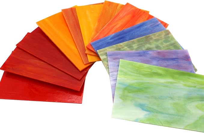 LITMIND 12 Sheets Variety Stained Glass Sheets Pack, 4 x 6 inch Mosaic Glass - Image 7