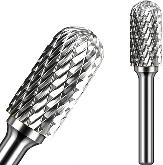 Carbide Burr Set 1/4" Shank SC-5 Die Grinder Bits Tungsten Double Cut Burr Bits (1/2" Cutter Dia X 1" Cutter Length) for Die Grinder Kits Metal Grinding Drilling Polishing (1pcs)