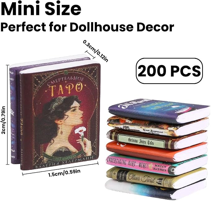 DIYDEC 200pcs Mini Books Miniatures Dollhouse Books - Image 2