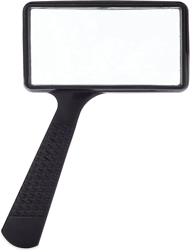 Jumbo Rectangular Handheld Magnifying Glass – Scratch Resistant Glass Lens by MagnifyLabs