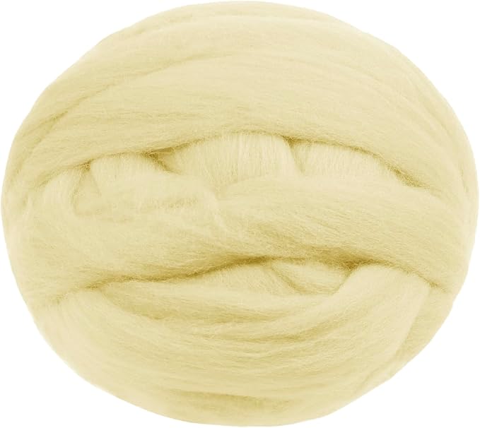 JeogYong Needle Felting Wool, 7.05oz Wool Roving Chunky Wool Yarn, Cream Yellow by JeogYong