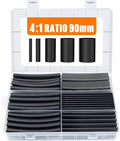 Lsnisni 3.54 Inches Heat Shrink Tubing Kit 100 Pcs, Ratio 4:1 Adhesive Lined, Dual Wall Tube - Marine Grade Waterproof, 5 Diameters, Heat-Shrink Tube, Heat Shrink Cable Sleeve - Black
