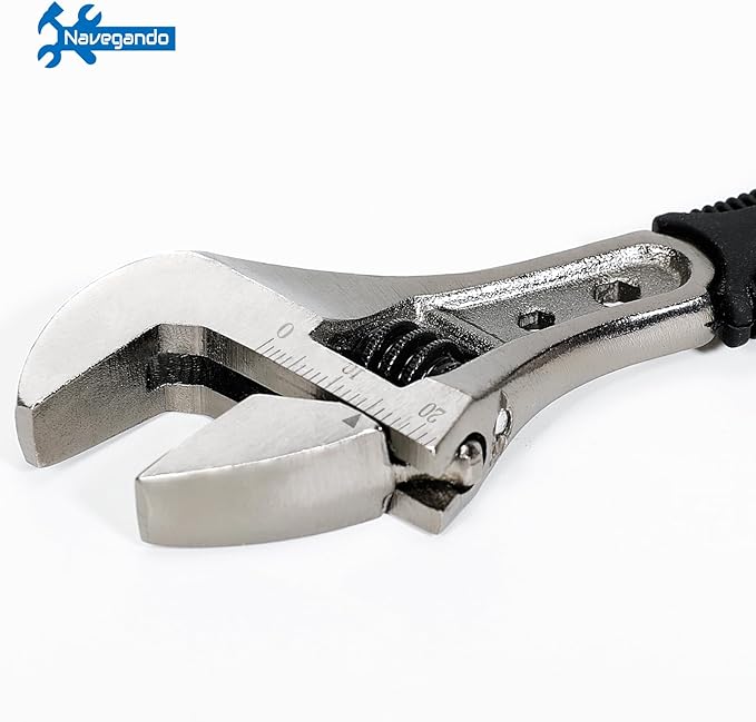 Navegando 8-Inch Adjustable Wrench, High Carbon Steel Adjustable Spanner, Compact Design for Tight Spaces, Non-Slip Grip, Fits 6-28mm Nuts/Bolts, for Plumbing, Automotive & DIY