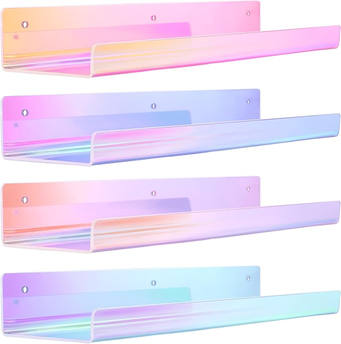upsimples 4 Pcs 15" Iridescent Acrylic Shelves by upsimples