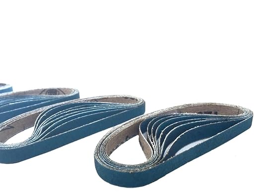 3/8 x 13 Inch Sanding Belts - Starcke Premium 80 Grit Blue Zirconia Cloth Belt Sanders for Woodworking, Metal, Composites & Aluminum, Autobody Sandpaper Belts, Narrow Air File Belt Sanding - 30 Pack