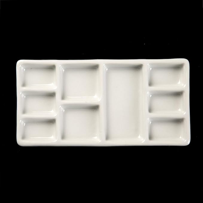 MEEDEN 9-Well News Ceramic Rectangle Artist Paint Palette - Image 4