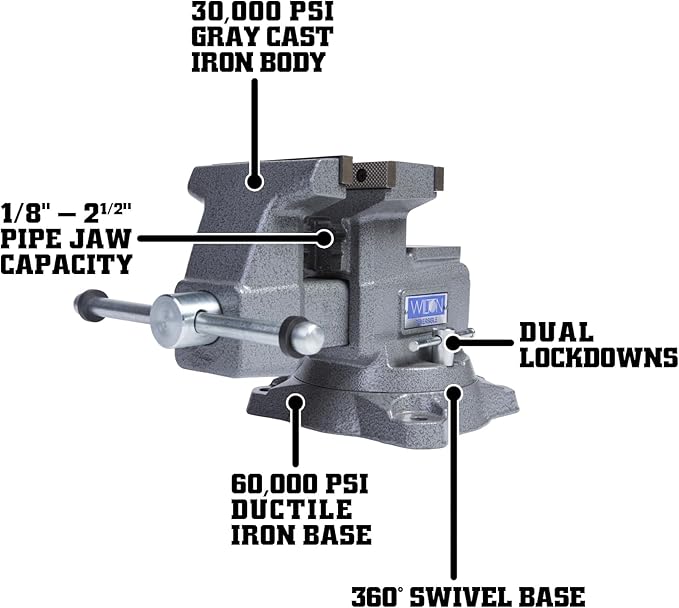 Wilton Reversible Bench Vise, 5-1/2" Jaw Width, 6-3/4" & 10-3/4" Jaw Opening, 3-3/4" Throat (Model 4550R)
