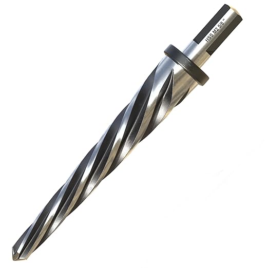 5/8" Bridge Construction Reamer, M2 HSS Taper Chucking Reamer Drill Bit with 5-Spiral Flutes Design for Steel, Alloy, Aluminum, Wood and Plastic