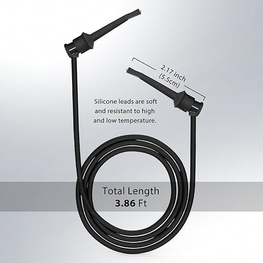 16 Gauge 2pcs/3.3Ft Dual Test Hook Clips UL3135, Heavy Duty Silicone Test Leads Set Jumper Wires Kit for Testing - EDGELEC