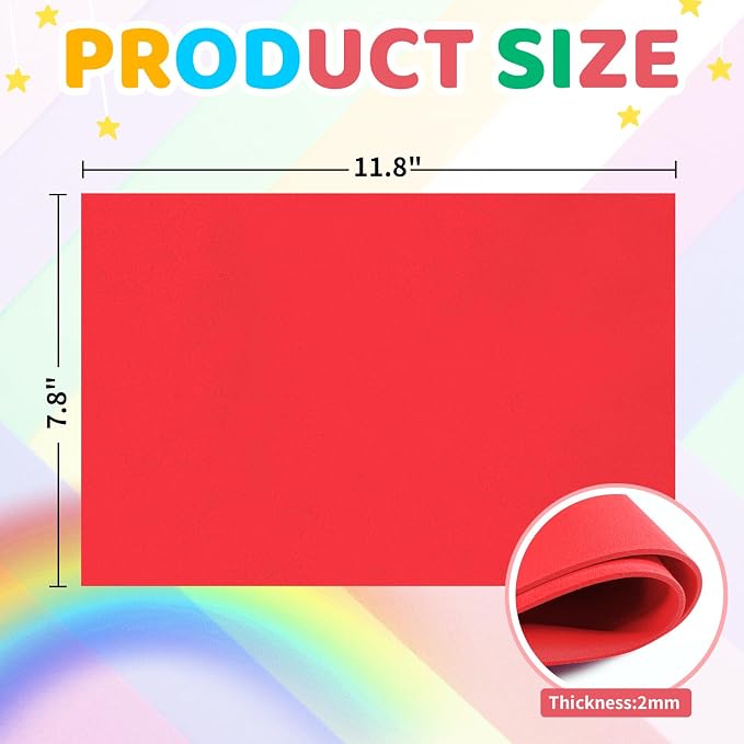 biguphate 30 Pack Red EVA Foam Sheets, 11.8 x 7.87 Inch, 2mm Thick Foam Paper - Image 2
