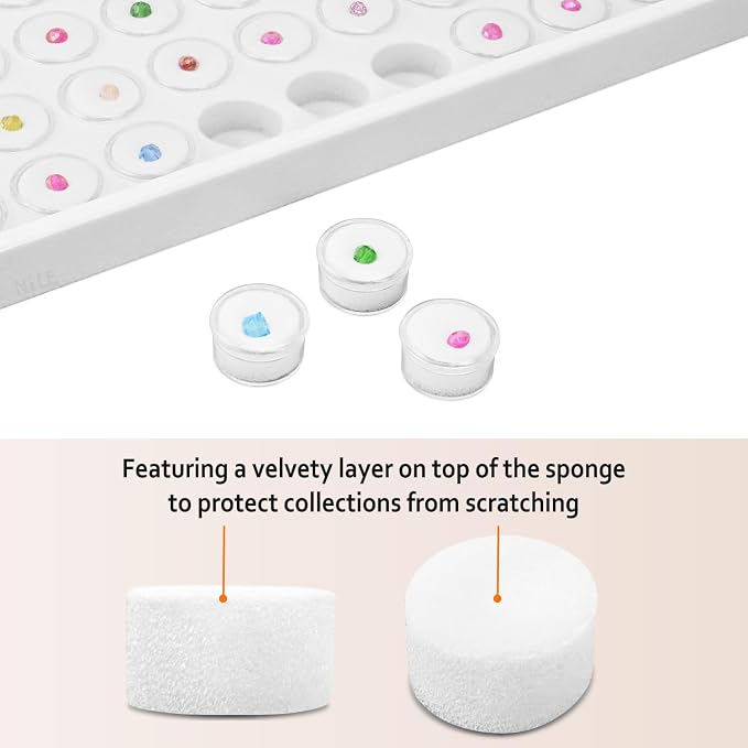 Ikee Design 50 White Foam Gem and Bead Storage Jars Showcase Stackable Display - Image 3