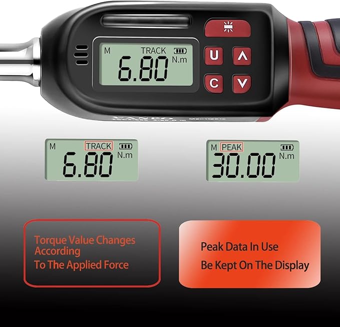 3/8 Inch Drive Digital Torque Wrench(5-99.5 ft-lbs./6.8-135Nm), ±2% CW Torque Accuracy, Electronic Torque Wrench Set with Buzzer and LED Flash Notification for Bike Moto