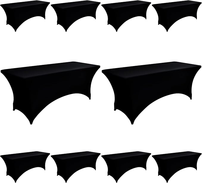 10-Pack 6ft Black Spandex Table Covers by Unknown