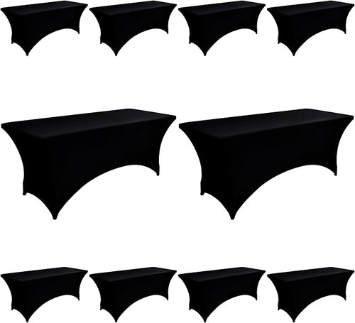 10-Pack 6ft Black Spandex Table Covers by Unknown