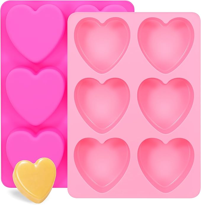 SJ Silicone Soap Molds 2 Packs, Heart Shape Soap Molds by SJ