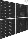 Peg Board,Steel Organization Panels, Ideal for Garage Tool Storage, Office Organization, Craft Room, Kitchen,Pack of 4 (Black, 4-12X12)