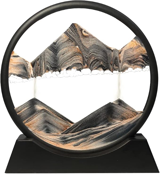 Muyan Moving Sand Art Picture Sandscapes in Motion Round Glass 3D Deep Sea Sand by Muyan