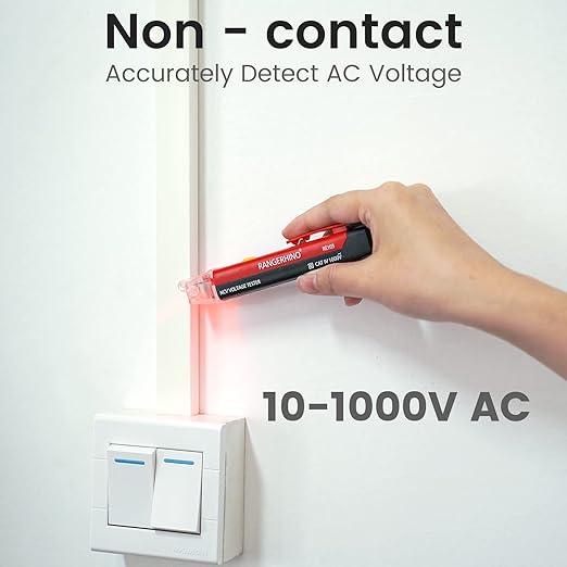 Non-Contact AC Voltage Tester Pen, AC up to 1000V, LED Flashlight, Buzzer Alarm for Live/Null Wire Judgment