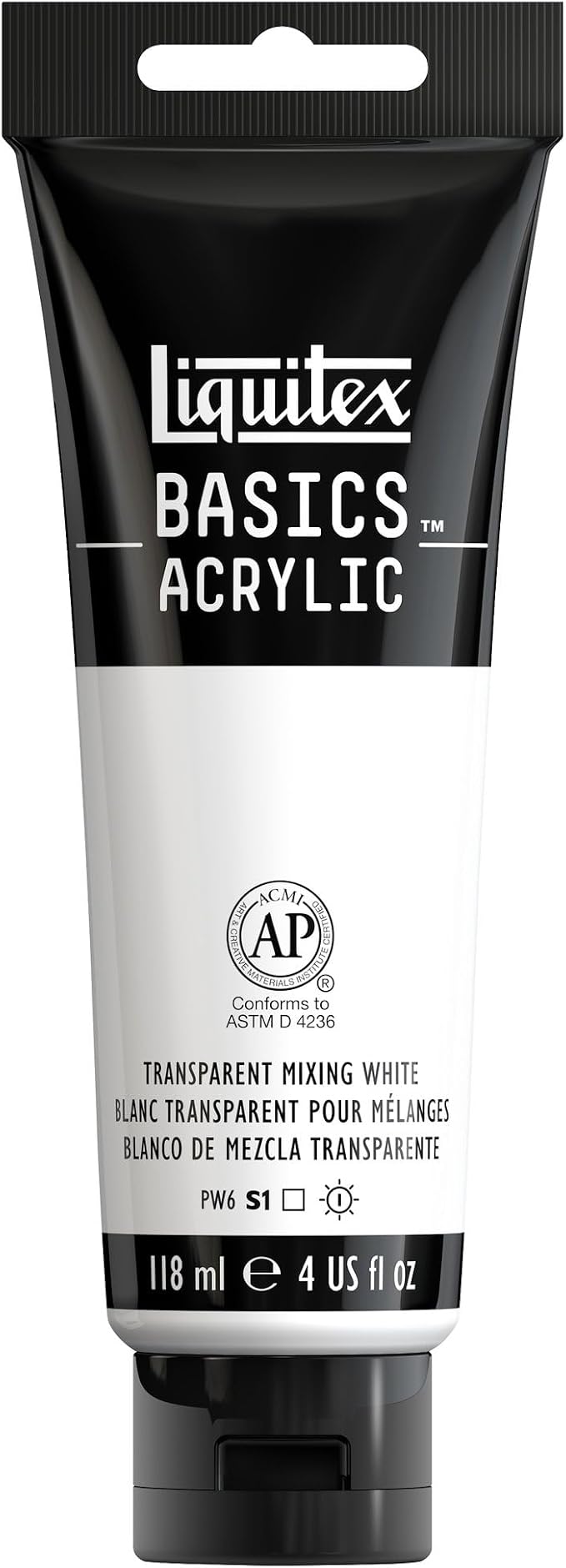 Liquitex BASICS Acrylic Paint, 118ml Tube, Transparent Mixing White by Liquitex