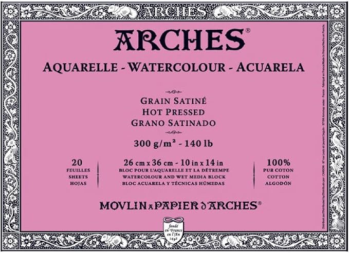 Arches Watercolor Paper Block, Hot Press, 140 pound by ARCHES